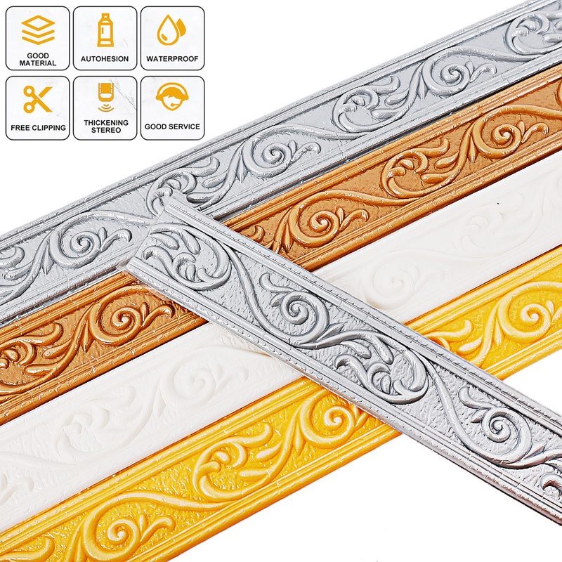 Cuộn Băng Keo Xốp 3D Tự Dính 2.3m*4.8cm Chống Thấm Nước Chống Va Chạm Viền Cạnh Trang Trí Phông Nền