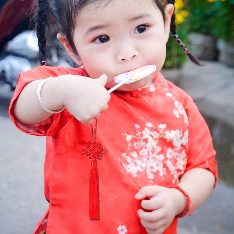 Mặt Dây Chuyền Thắt Nút Thủ Công Tua Rua Tinh Tế Phong Cách Trung Hoa Có Thể Tái Sử Dụng Làm Đồ Trang Trí Cho Năm Mới