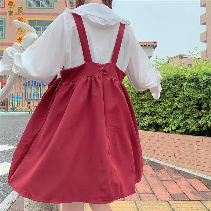 SET YẾM ĐỎ SƠ MI CỔ BÈO