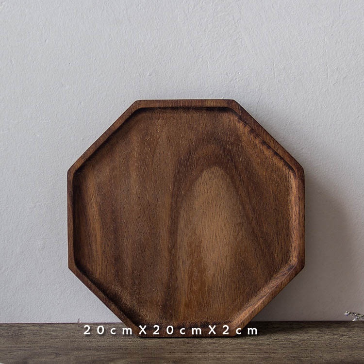 Dĩa gỗ cây Keo Bát giác đều (20cm / 25cm)