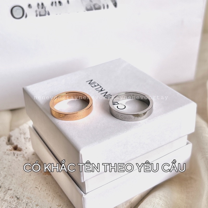 Nhẫn cặp đôi CK hook crystals rings KHẮC TÊN