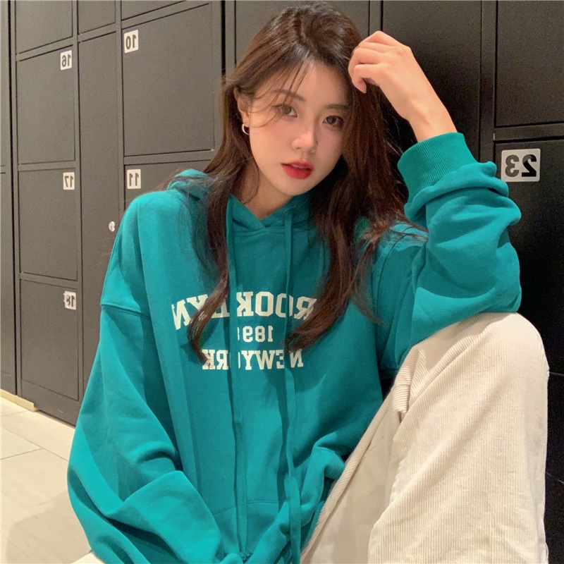SUXI Áo Hoodies Nữ In Chữ Thời Trang Hàn Quốc Xinh Xắn