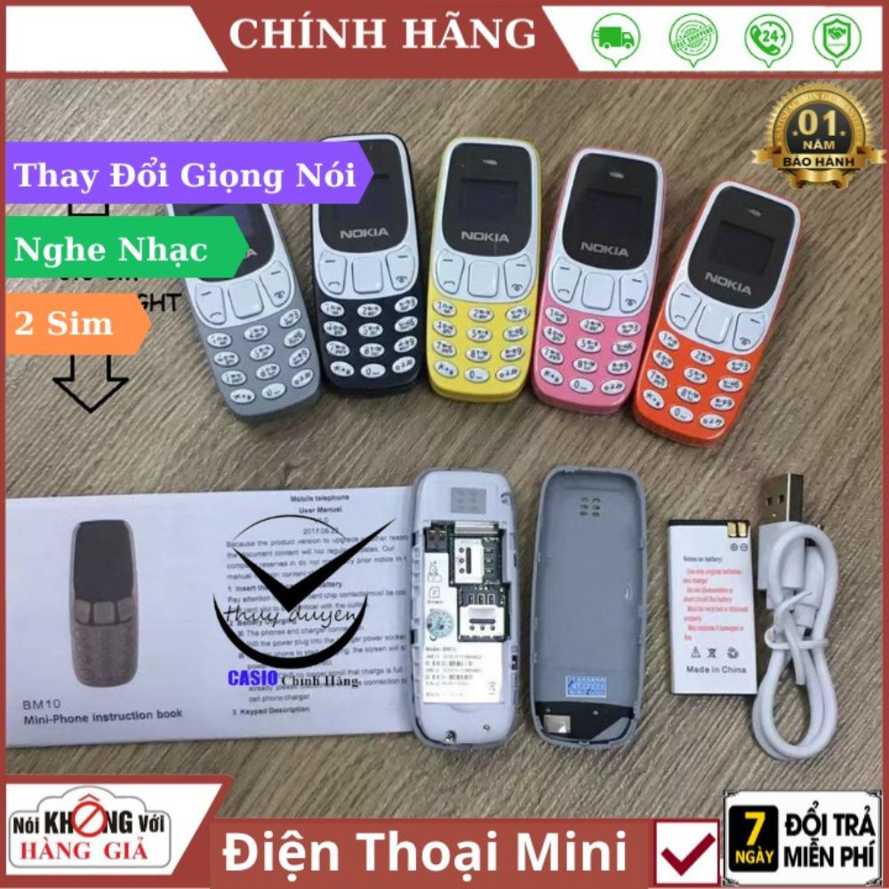 Điện thoại mini 3310 siêu nhỏ 2 sim 2 sóng, thay đổi giọng nói , hỗ trợ bluetooth, mp3, thẻ nhớ, bảo hành 12 tháng