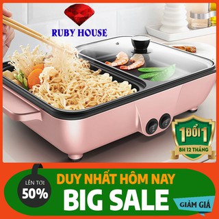 Bếp nướng lẩu 2 ngăn riêng biệt, nồi nướng lẩu 2 ngăn - Đa năng - Nhỏ gọn - Tiện dụng - Ruby House