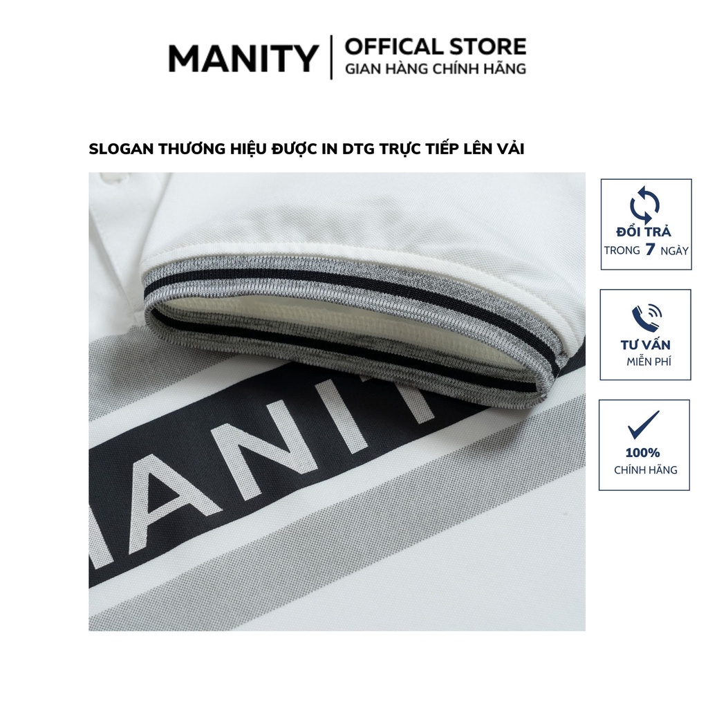 Áo polo nam cổ bẻ slogan MANITY vải cá sấu Cotton xuất khẩu,chuẩn form, sang trọng - PLM0005