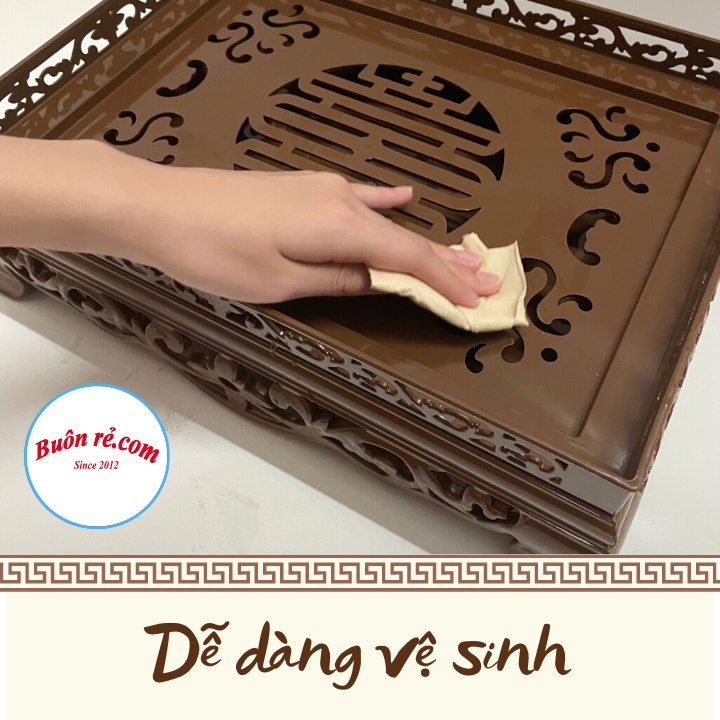 Khay trà vuông giả gỗ Việt Nhật  - Khay trà vuông đựng ấm chén kiểu dáng sang trọng - Br01607