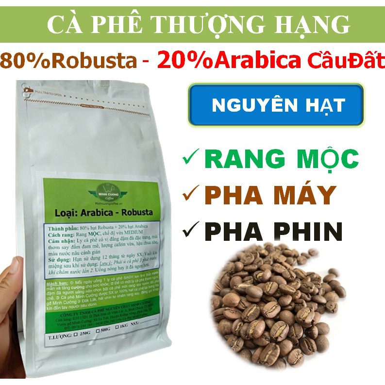 500Gr Cà phê nguyên chất Robusta Arabica Rang MỘC – Cafe hạt pha máy, Cà phê bột pha Phin - Cà Phê Minh Cường