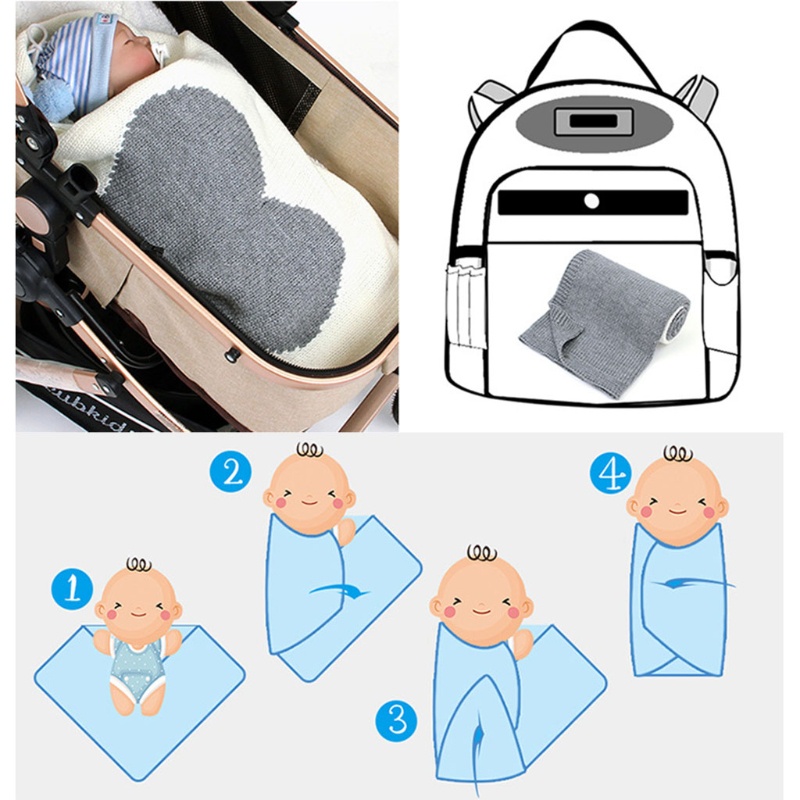 Chăn Dệt Kim Kích Thước 95x75cm Chuyên Dụng Quấn Em Bé Sơ Sinh