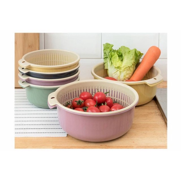 Rổ kèm thau rửa rau củ quả 2 lớp tiện dụng SIGO