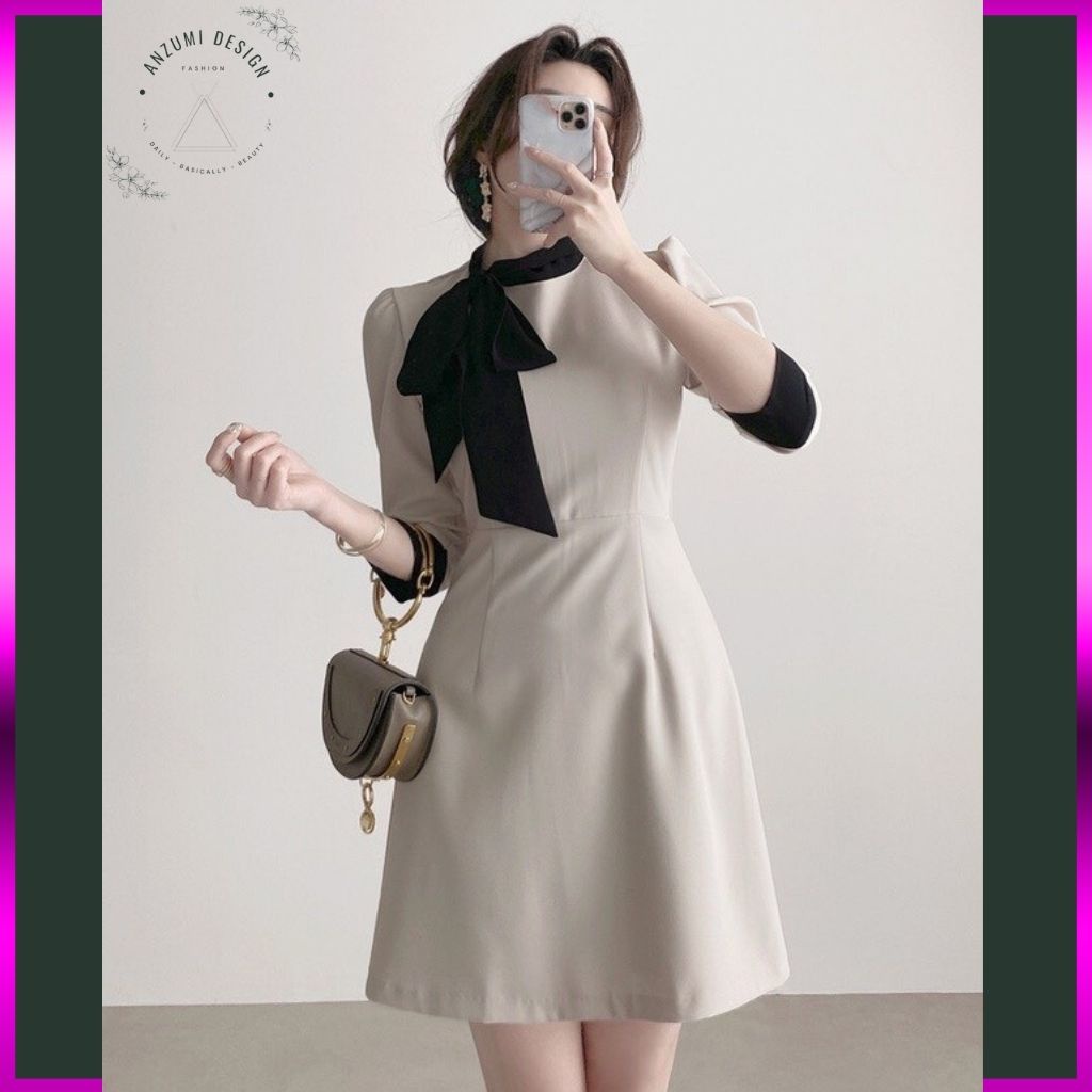 Đầm thiết kế cao cấp 💙 Đầm công sở Hàn Quốc vải chéo công sở thanh lịch | BigBuy360 - bigbuy360.vn