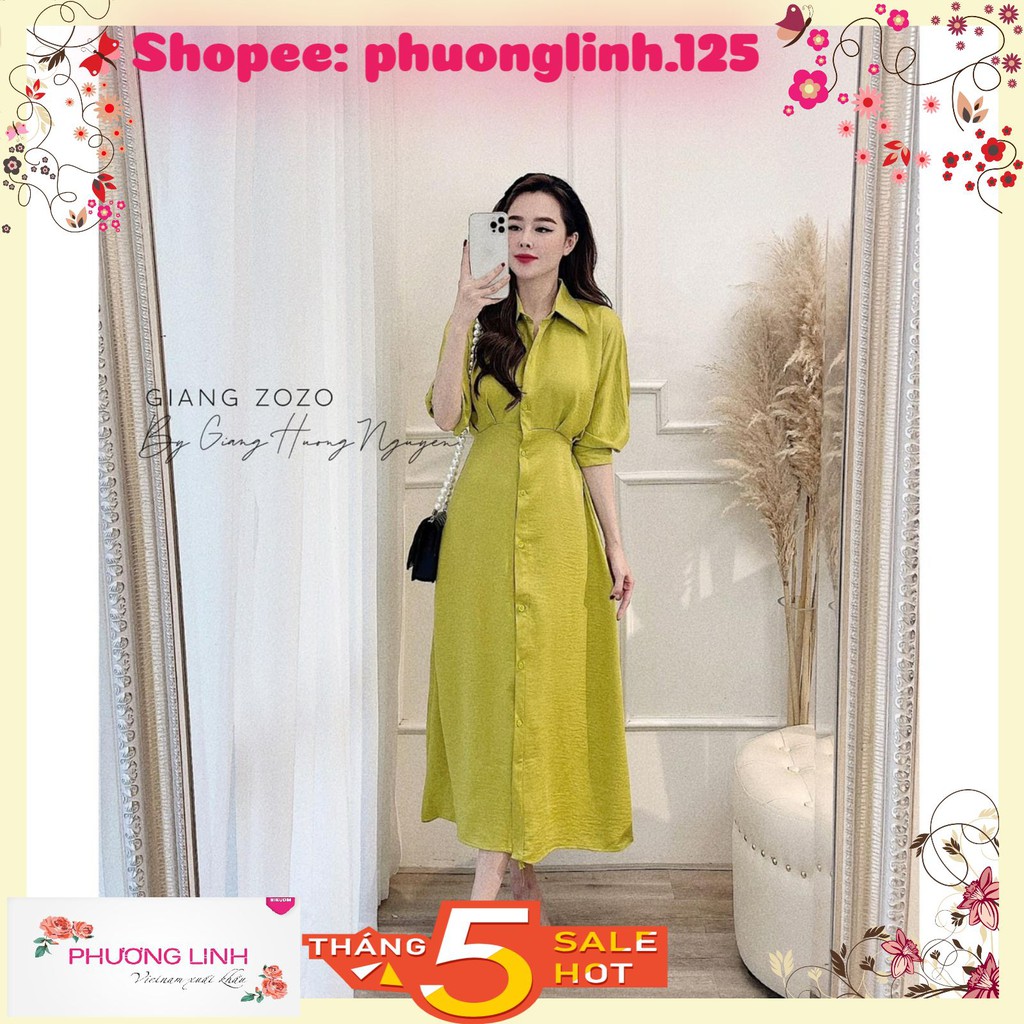 VÁY LỤA XANH CỐM CỔ ĐỨC TAY LỠ CHO NỮ | BigBuy360 - bigbuy360.vn