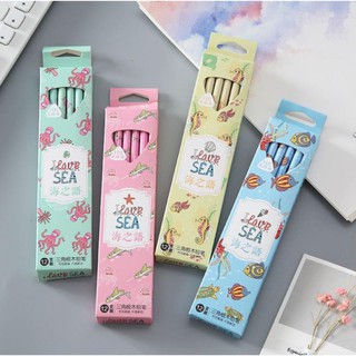 Hộp 12 bút chì HB I LOVE SEA H61
