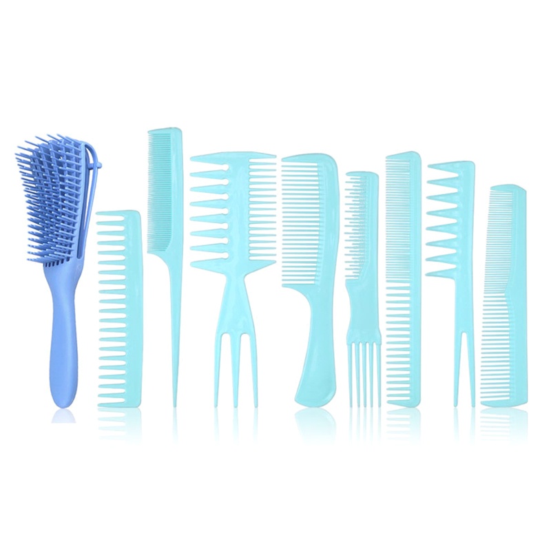 Set 9 Lược Chải Tóc Tạo Kiểu Răng Thưa Chống Tĩnh Điện