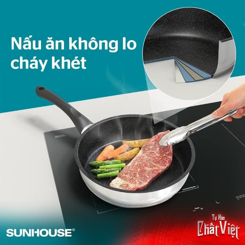 CHẢO TỪ INOX CAO CẤP 5 ĐÁY SUNHOUSE IN20M4 HÀNG CHÍNH HÃNG