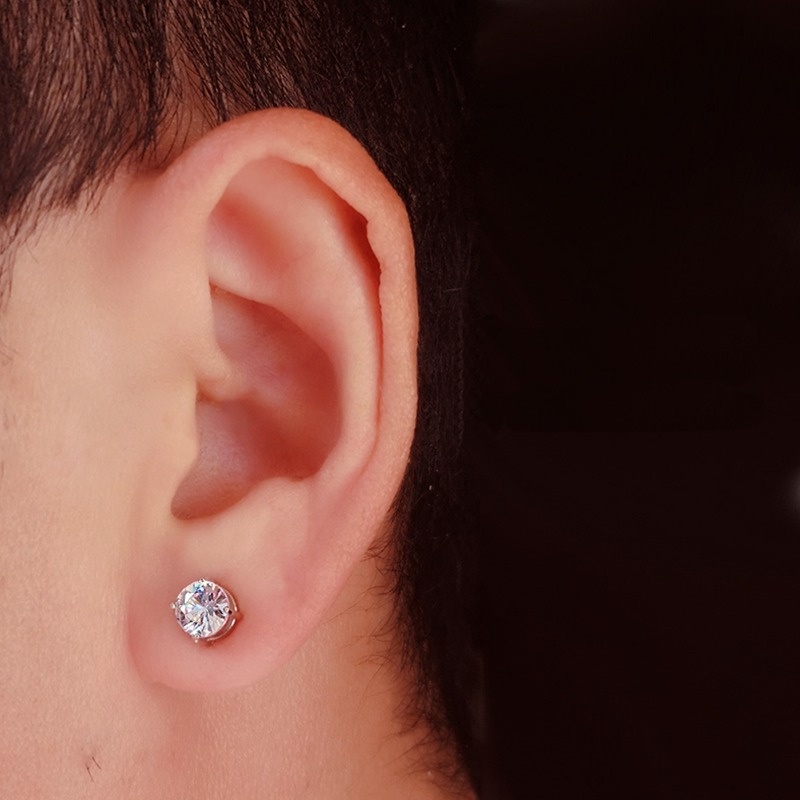 Khuyên Tai Kẹp Bốn Vòng Từ Tính Đính Đá Lấp Lánh 6/8MM Phong Cách Unisex Cho Tiệc Cưới