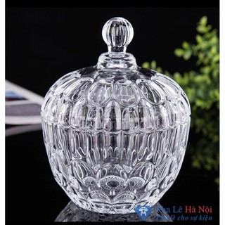 Thố đựng hạt dưa- đựng mứt- hạt dẻ- kẹo ... thố pha lê trong suốt đẹp mắt có nắp đậy