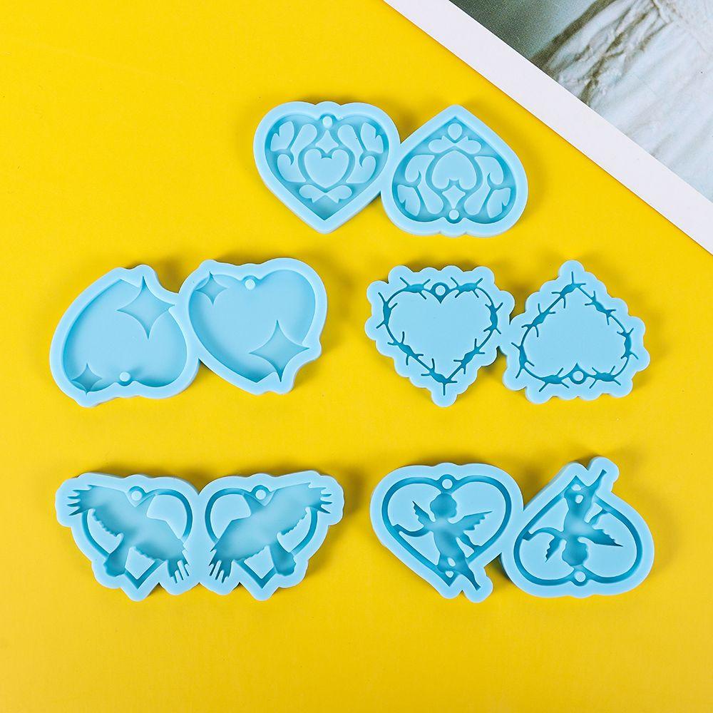 .Khuôn Silicone Làm Bông Tai Resin UV Hình Trái Tim