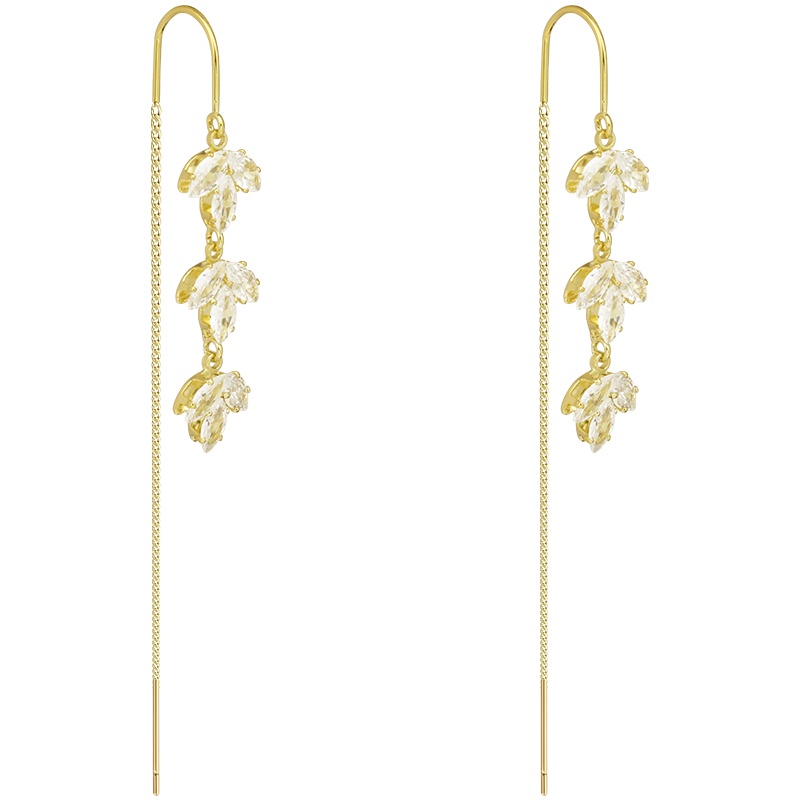 Hoa Tai Dáng Dài Hình Chiếc Lá Thiết Kế Mới Thanh Lịch Thời Trang