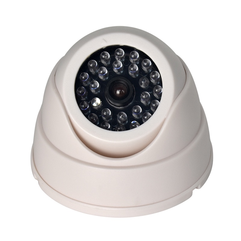 Camera an ninh CCTV giả lập có mái vòm với đèn LED hồng ngoại 30pc nhấp nháy màu đỏ kèm dây cáp