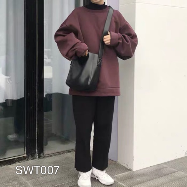 Áo sweater trơn nâu dành cho nam và nữ VN CLO - SWT007