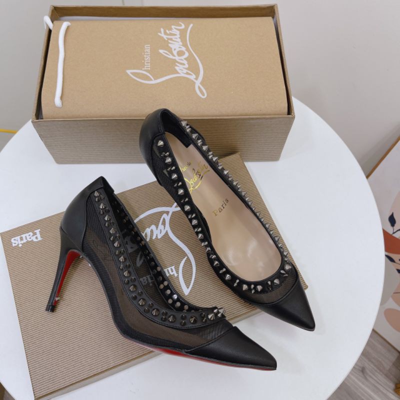 H(ẢNH THẬT) Giày Cao Gót Lưới 7p Viền Đính Đá Lưới Mềm Êm Fullbox Bill Túi Hãng Cao Cấp