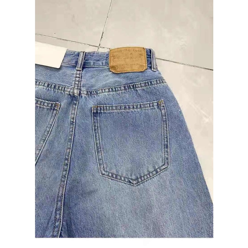 Quần Short Denim Ống Rộng Lưng Cao Thời Trang Mới Cho Nữ