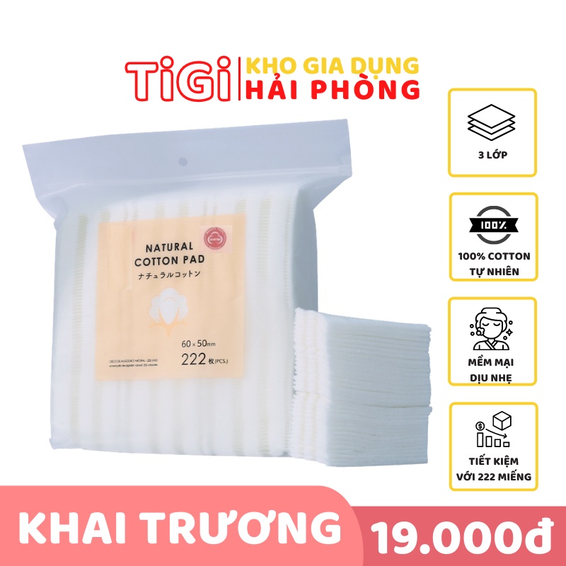 Bông tẩy trang cotton pads 222 miếng, bông tẩy trang cao cấp 3 lớp dày dặn mềm mịn Tigi