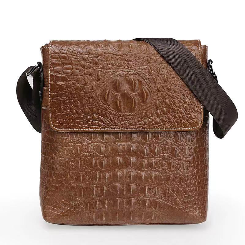 Túi đeo chéo nam da bò thật 100% dập vân cá sấu cao cấp, kiểu dáng sang trọng ...KT :28x24x5.5cm NÂU ĐẬM - NÂU SÁNG -ĐEN