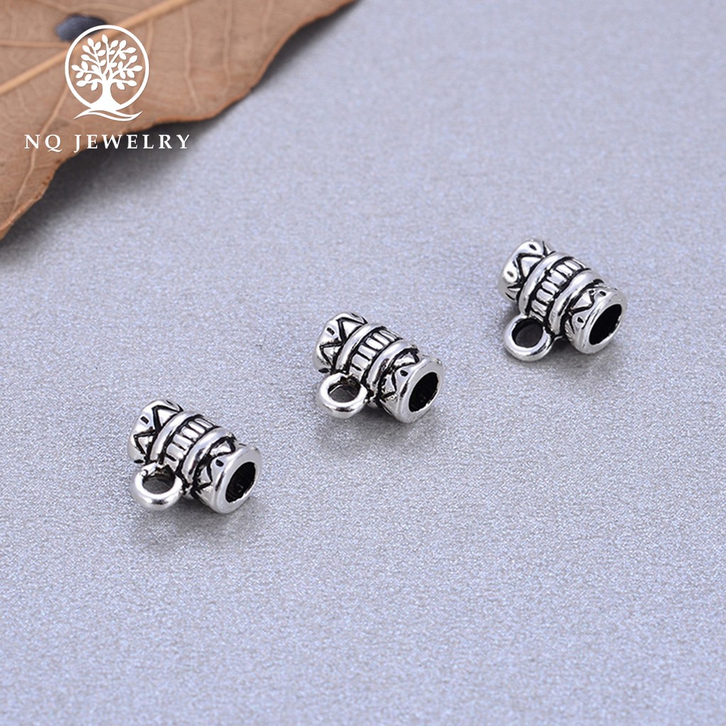 Charm bạc gắn charm treo họa tiết hoa văn - NQ Jewelry