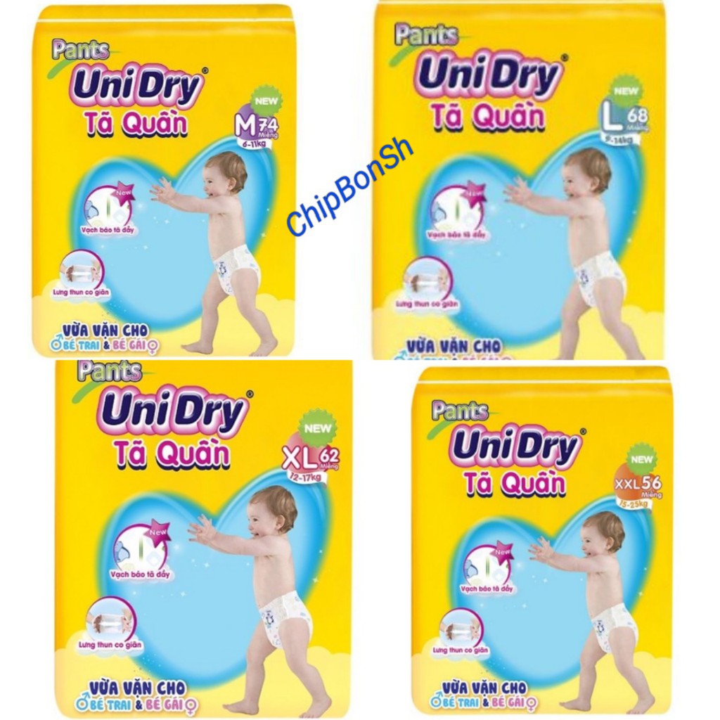 Tã quần siêu khô thoáng UniDry M74/ L68/ XL62/ XXL56