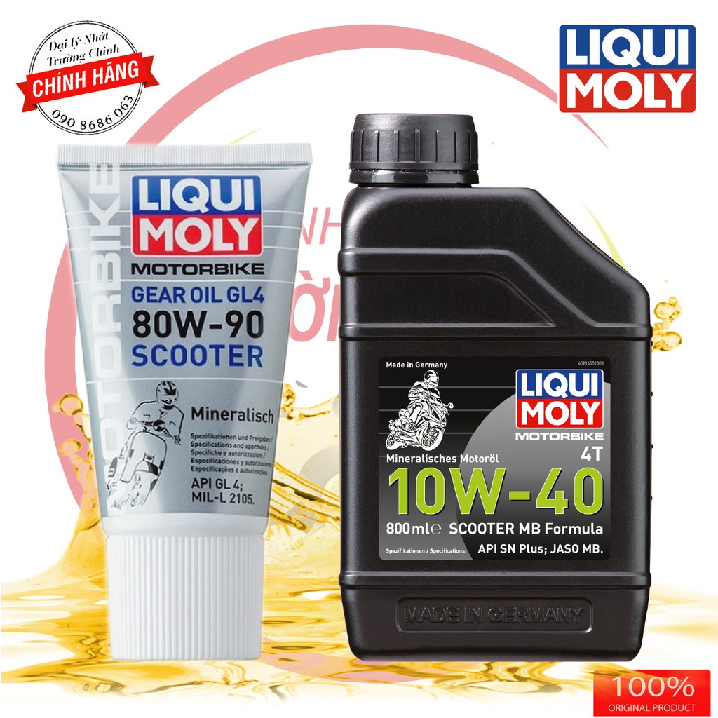 Combo Nhớt Liqui Moly 10W-40 SCOOTER MB Formula 800ML+ Hộp số liqui 150ML  dành cho xe ga