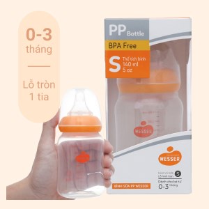 Bình sữa Wesser cổ hẹp PP Bottle kháng khuẩn 60ml/ 140ml/ 250ml