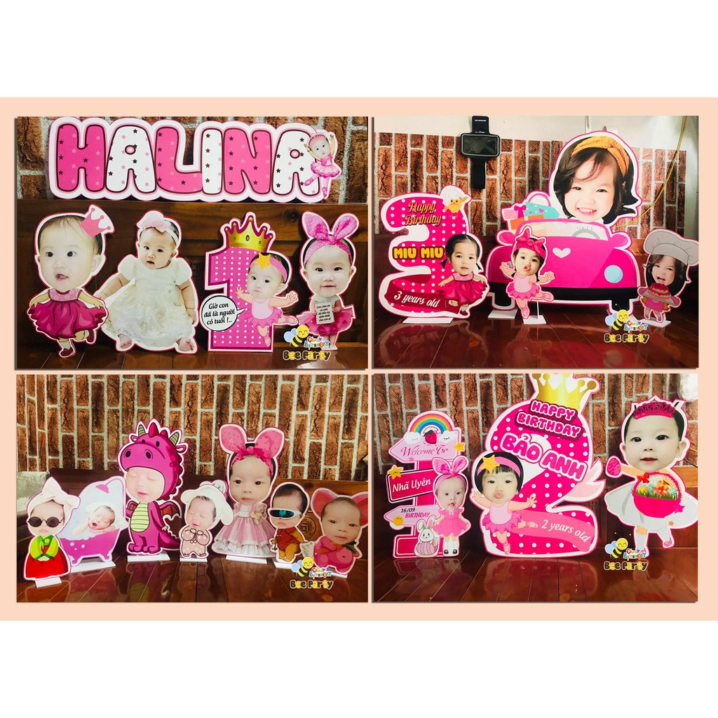 Set chibi và bóng bay trang trí sinh nhật cho bé gái