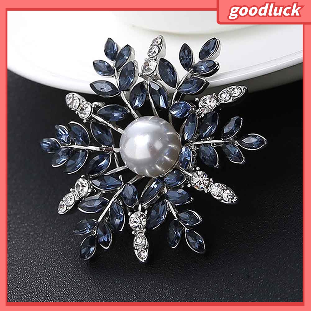 Ghim Cài Áo Hình Hoa Tuyết Đính Đá Và Ngọc Trai Giả Thời Trang Cho Nữ