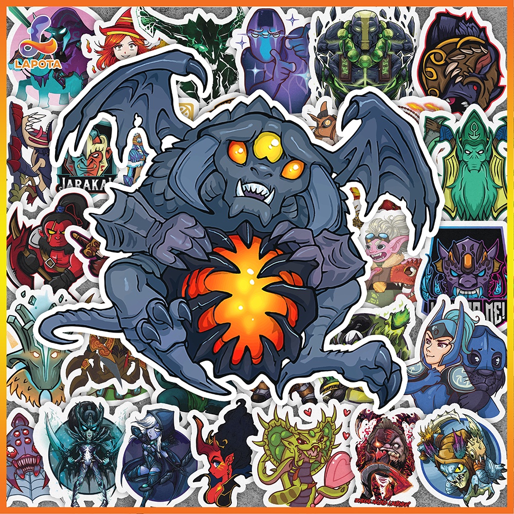 Set 50 cái Sticker Dota 2 chống nước, Hình Dán Dota 2 Chibi, Decal Dota 2 cute dán vali, laptop