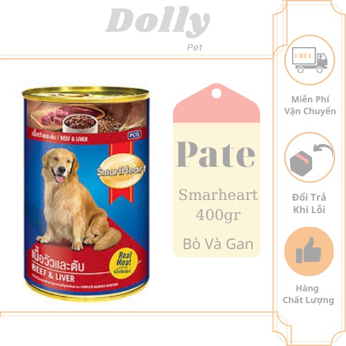 Pate Cho Chó Pate Smartheart Lon 400g - Vị Bò Và Gan - Thức Ăn Mềm Cho Chó