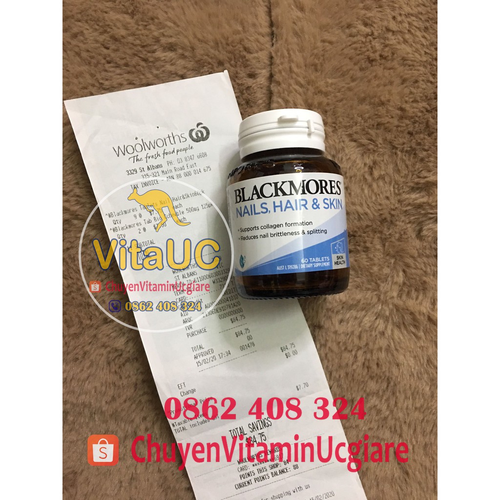 Viên uống đẹp da, móng, tóc Blackmores Skin Nail Hair - 60 viên