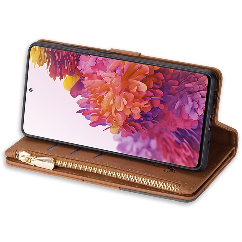 Ốp Điện Thoại Da Pu Ví Lật Có Dây Kéo Samsung Galaxy S10 Plus S9 Plus S8 Plus S7 Edge Note 10 Lite S10 Lite S10+ S9+ S8+