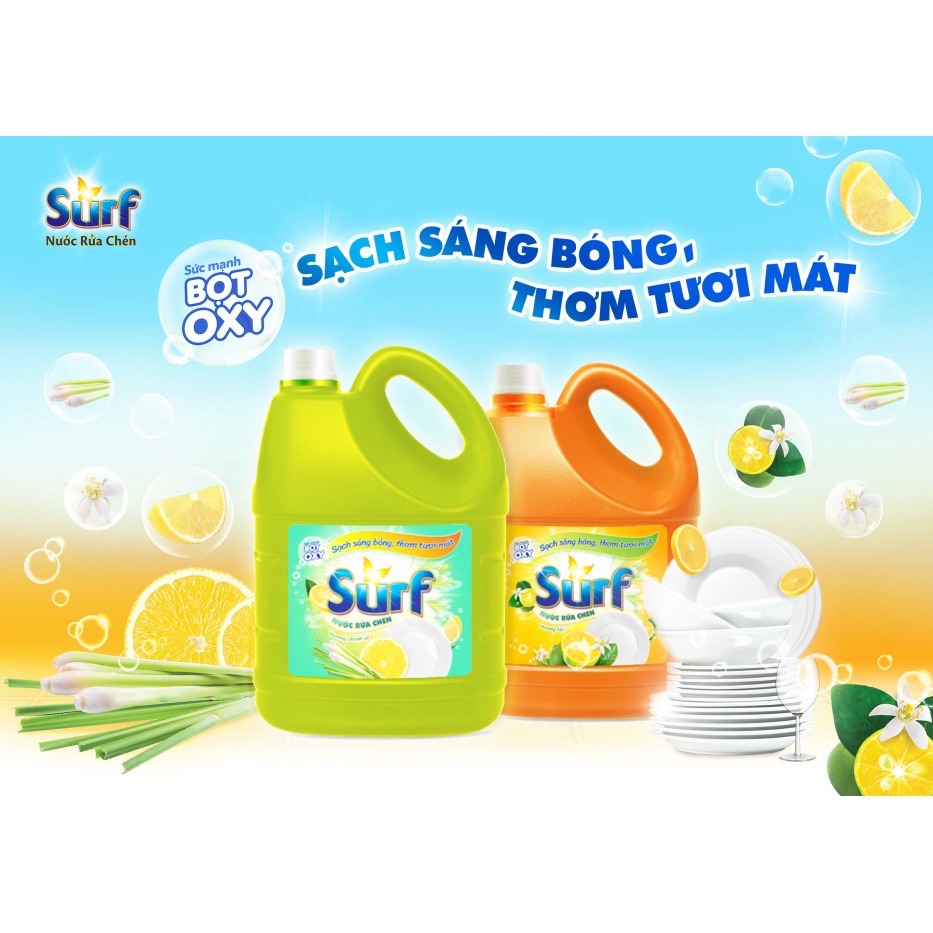 Nước Rửa Chén SURF can 3.6kg hương tắc