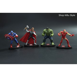 Bộ mô hình nhân vật 4 siêu anh hùng Figurine Iron Man Hulk Thor Captain America