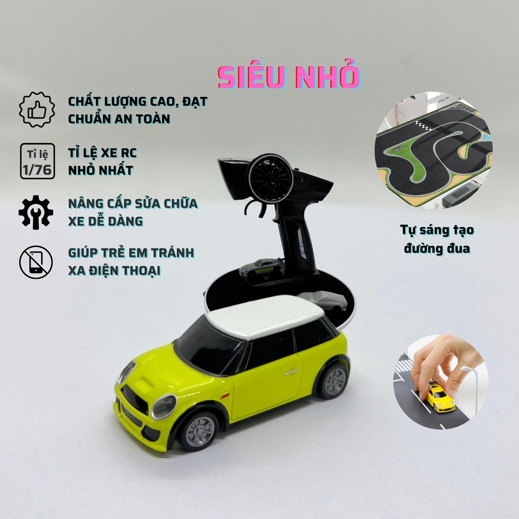 Xe Điều Khiển Từ Xa Mini Cao Cấp Turbo Racing 1:76 RTR [Mẫu BMW Cooper C10 - Màu Vàng]