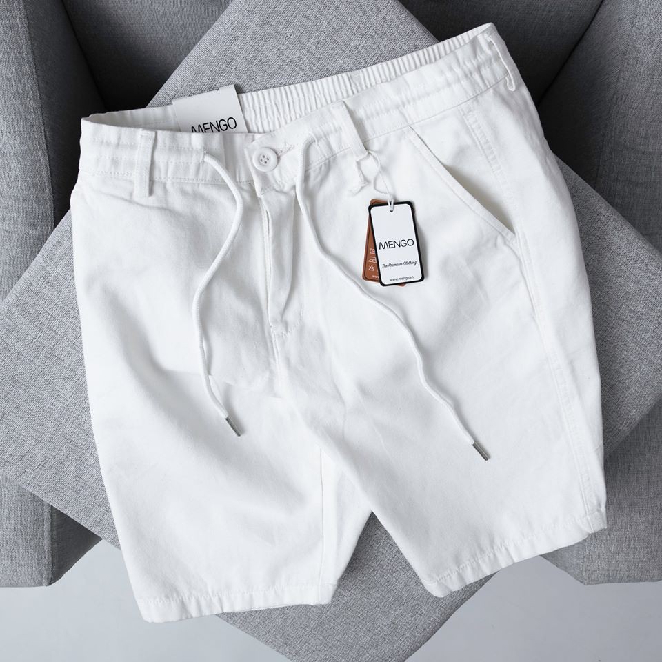 Quần đùi nam, Quần Đũi Nam linen MENGO Trắng [Mua 2 giảm 10%] - Q12