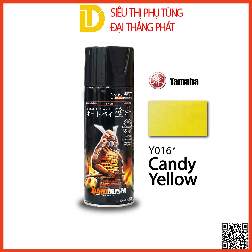 Sơn Samurai sơn xịt đủ loại màu Y016* MÀU VÀNG CANDY sơn xịt xe máy