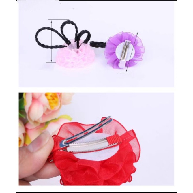 Combo 2 kẹp tóc búi nơ cổ trang cho bé