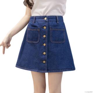 Chân Váy Denim Dáng Chữ A Phối Nút