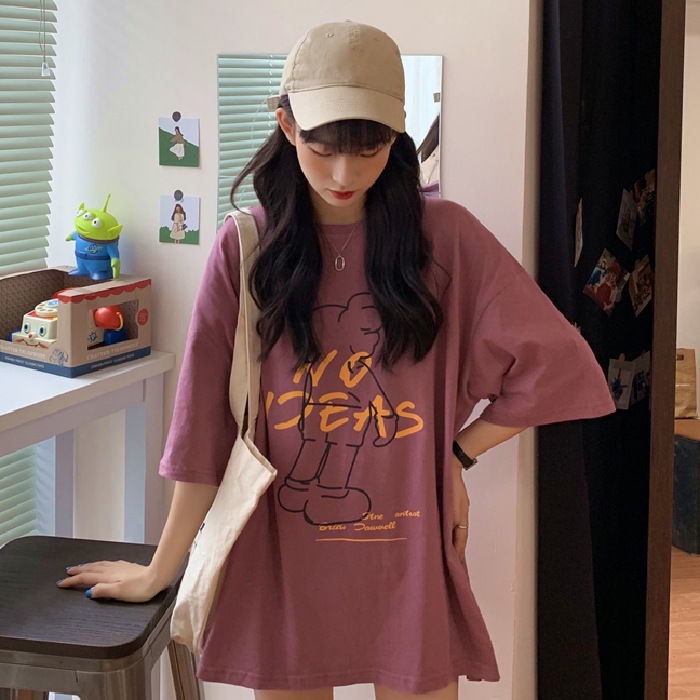 Áo Thun 100% Cotton Dáng Rộng Thời Trang Mùa Hè Hàn Quốc Mới
