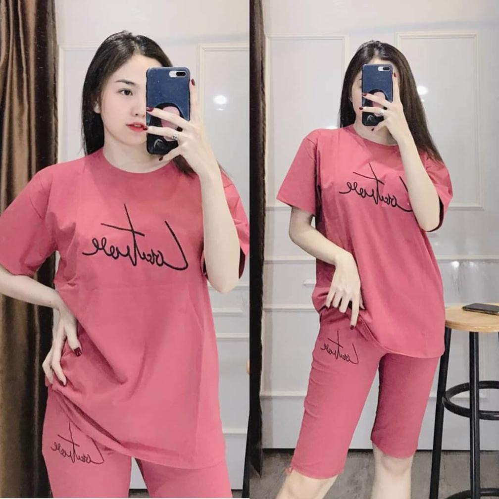 S01 - Set bộ mặc nhà đẹp bigsize 45 -85kg Đồ bộ nữ thun cotton co giãn thể thao thêu chữ ký