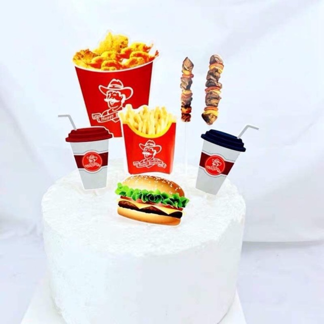 Set que cắm gà rán trang trí bánh kem