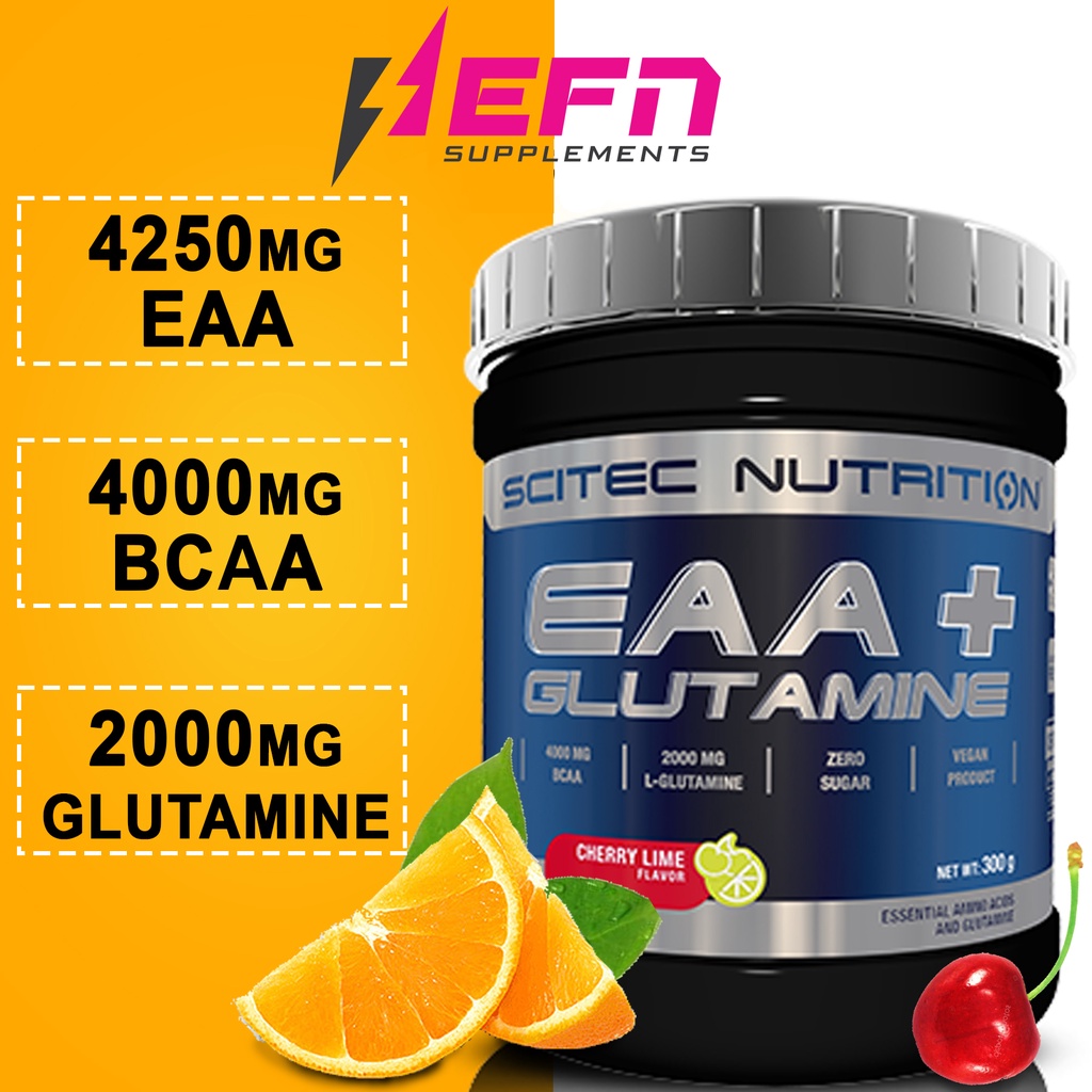 EAA + GLUTAMINE Phục Hồi Và Ngăn Ngừa Dị Hoá Cơ Bắp SCITEC NUTRITION hũ 300g - Chính Hãng