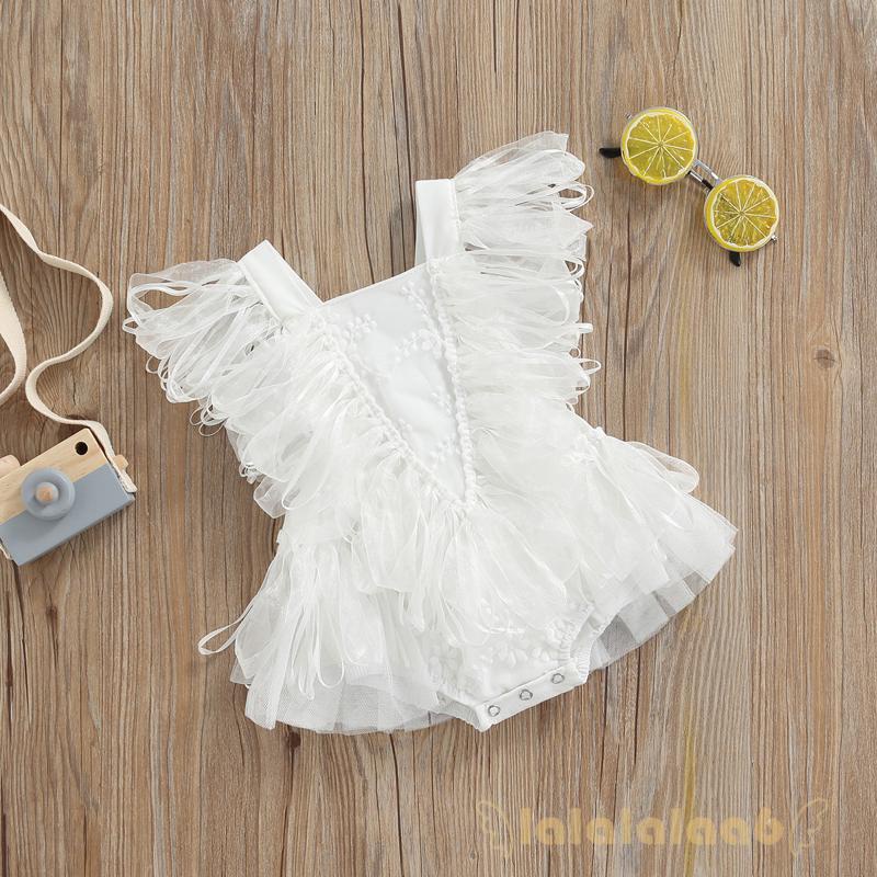 Bộ áo liền quần không tay màu trơn phối ren thời trang dành cho bé LAA6